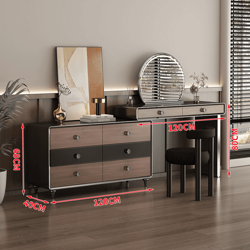新中古风卧室化妆桌梳妆台新中式钢琴烤漆轻奢六斗柜床尾柜