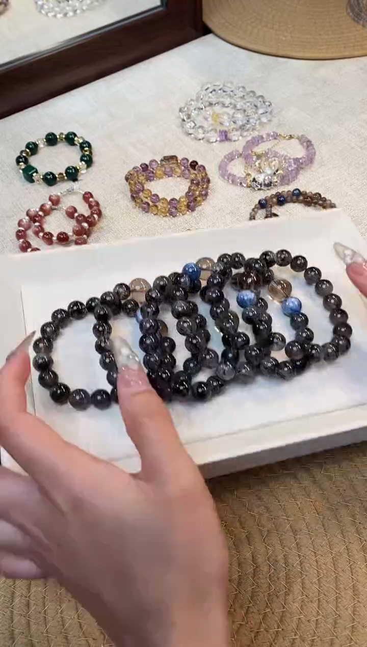 合金手链水晶黑发晶设计款10-11mm多样性发一