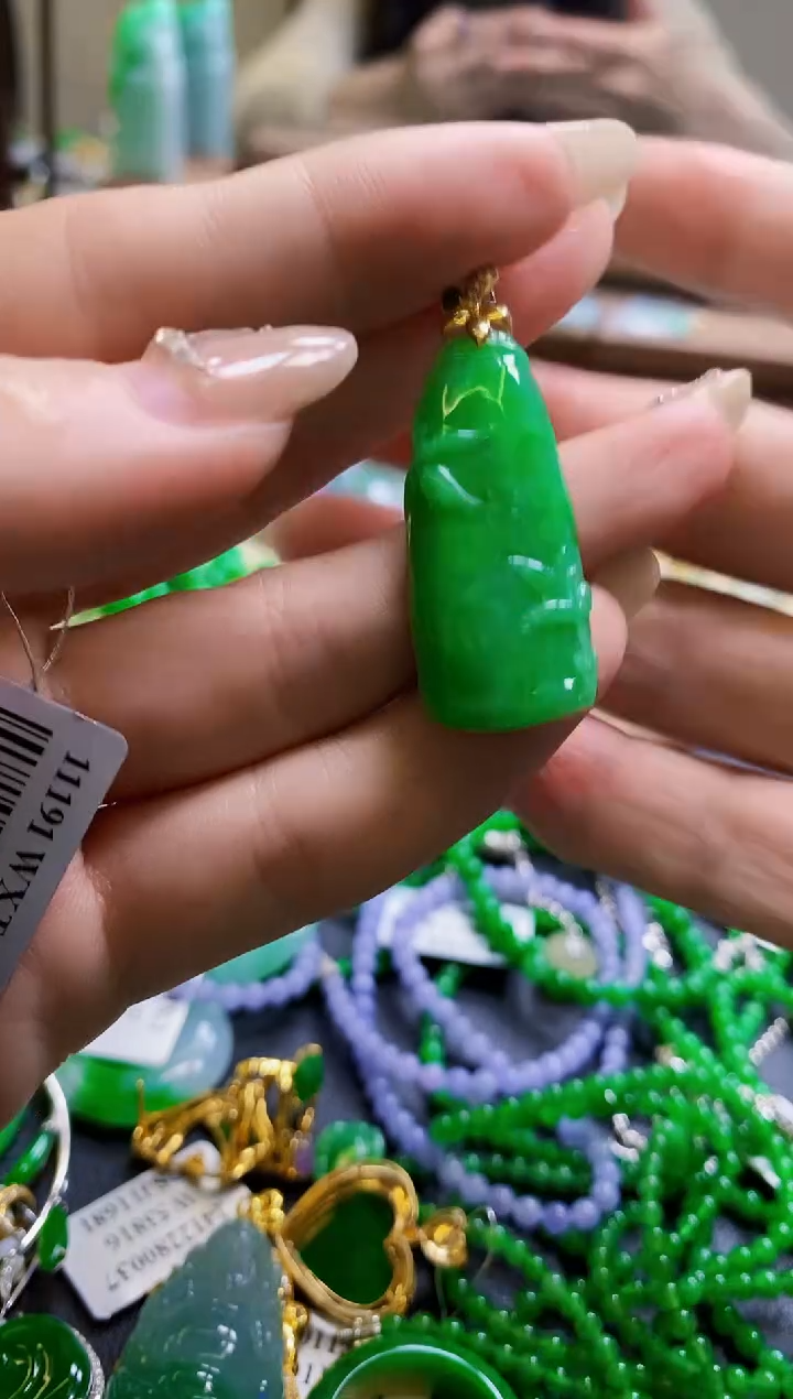 【闪购商品】定制翡翠18K金镶嵌竹子