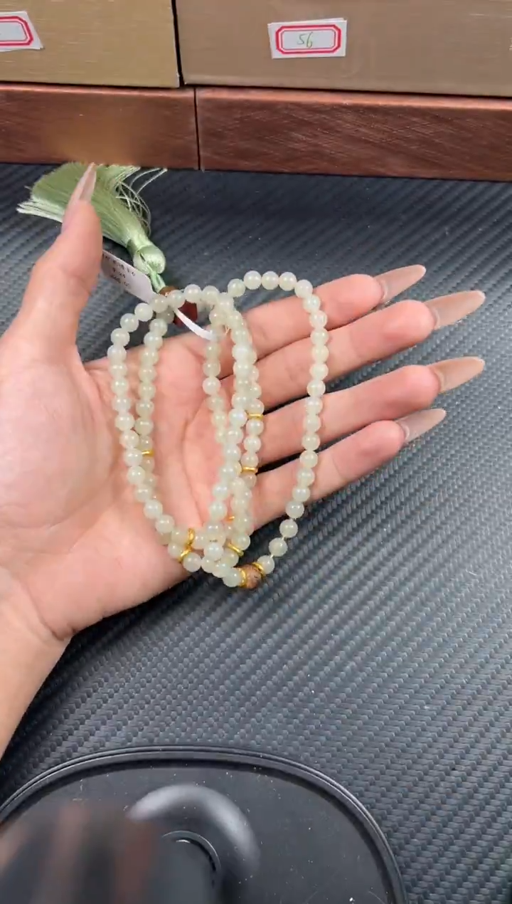 项链未镶嵌和田玉且末近矿微色差卡6妈妈链