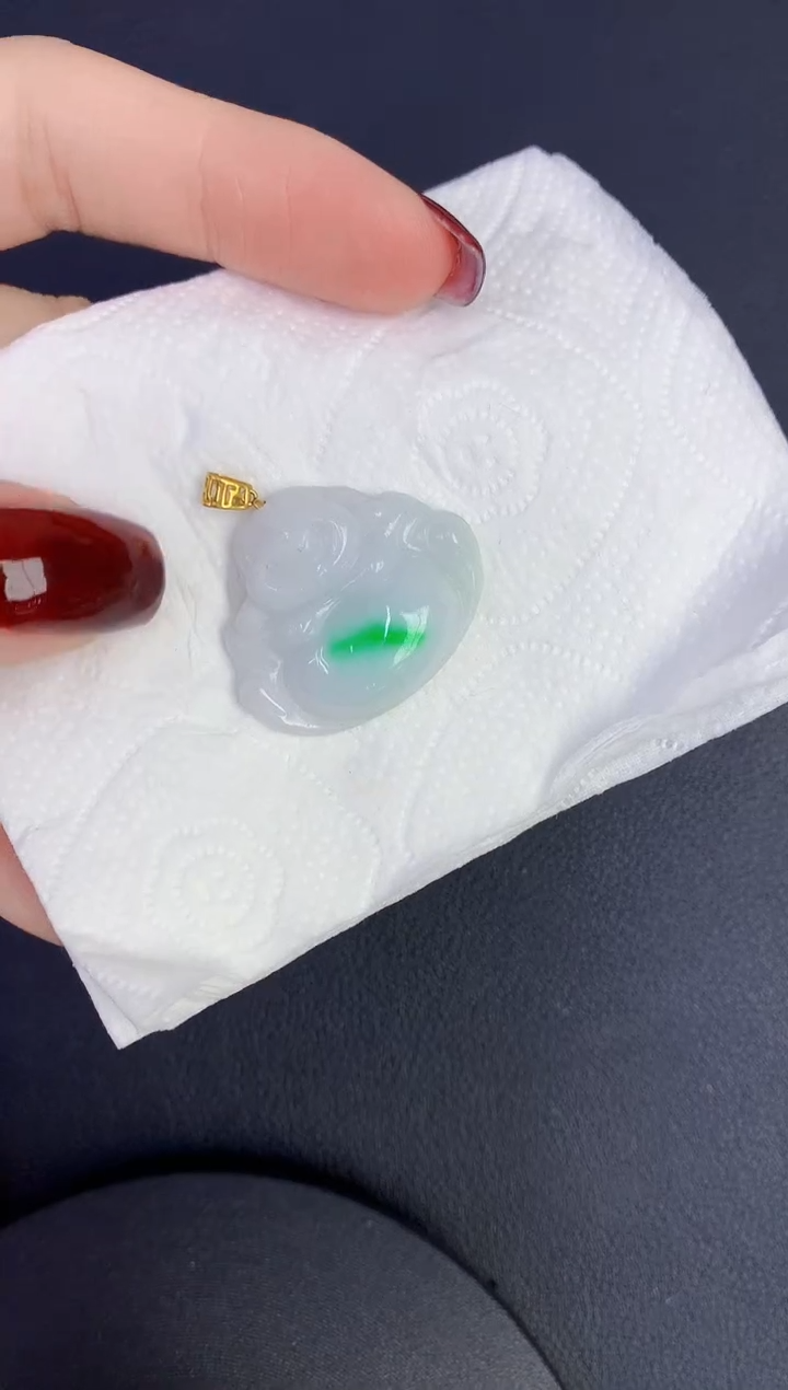 颈饰18K金镶嵌翡翠缅甸天然翡翠A货