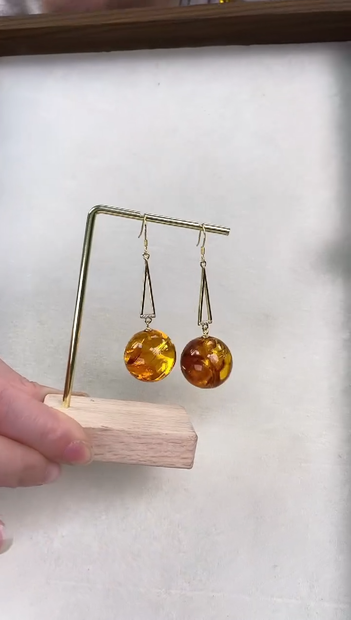 【闪购商品】琥珀（花珀）耳饰未镶嵌20+俄罗斯花珀耳坠