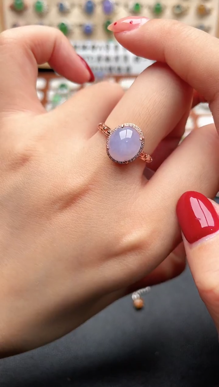 银S925镶嵌戒指翡翠一物一证一礼盒