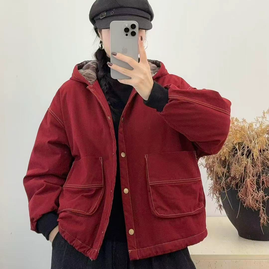 17074新款秋冬加厚休闲减龄宽松显瘦女款连帽棉服