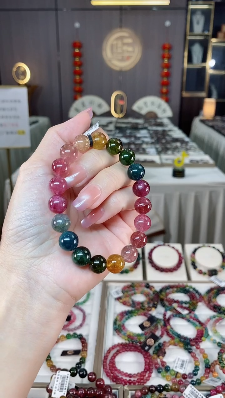 未镶嵌老矿碧玺彩虹单圈手串10mm+碧玺hon多样性发货一条