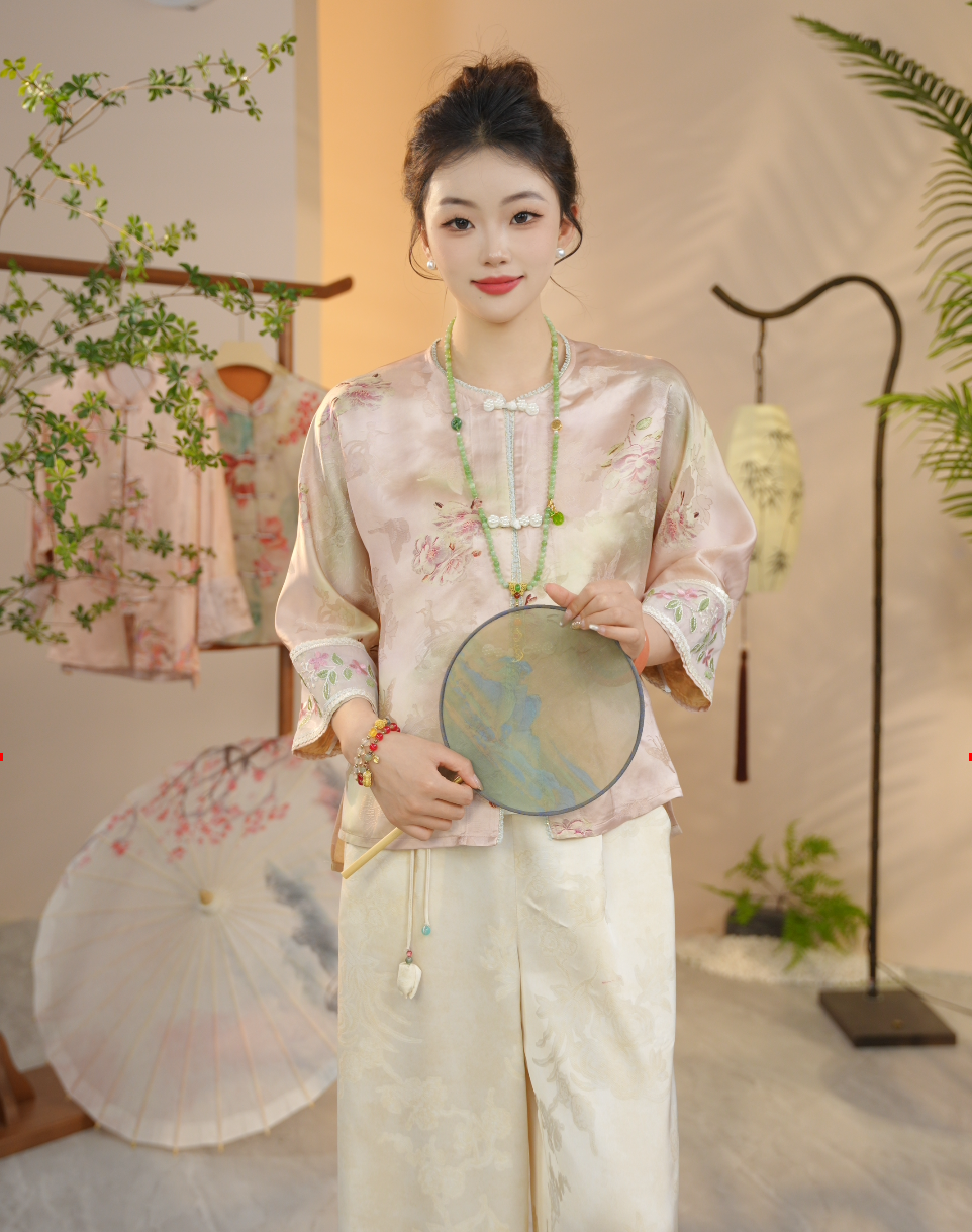 【吕夫人专属】【绯烟珠泪】2025春季新款新中式国风双面穿真丝外套