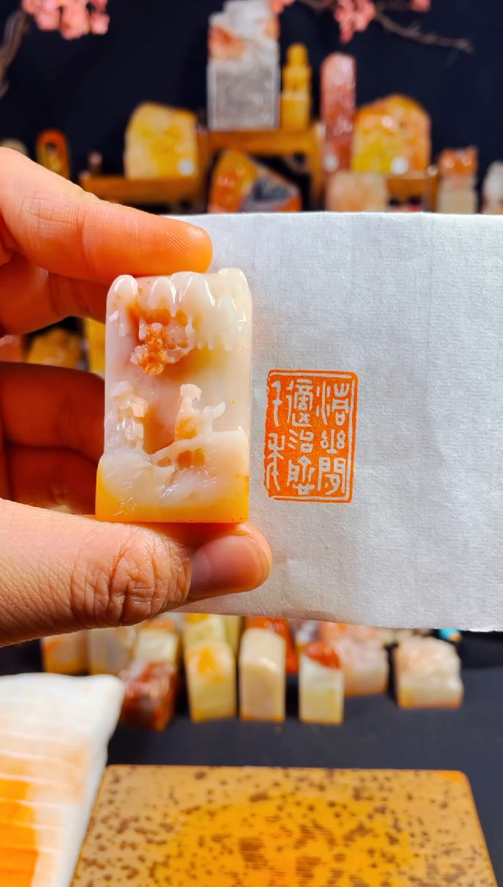 【闪购商品】老挝石印石手工篆刻《清幽闲适治愈千年》