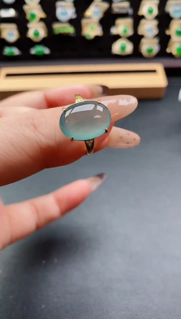 银S925镶嵌戒指翡翠1