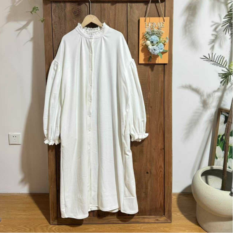 秋冬季限定双面带绒显瘦休闲德绒纯白百搭款连衣裙女 2535