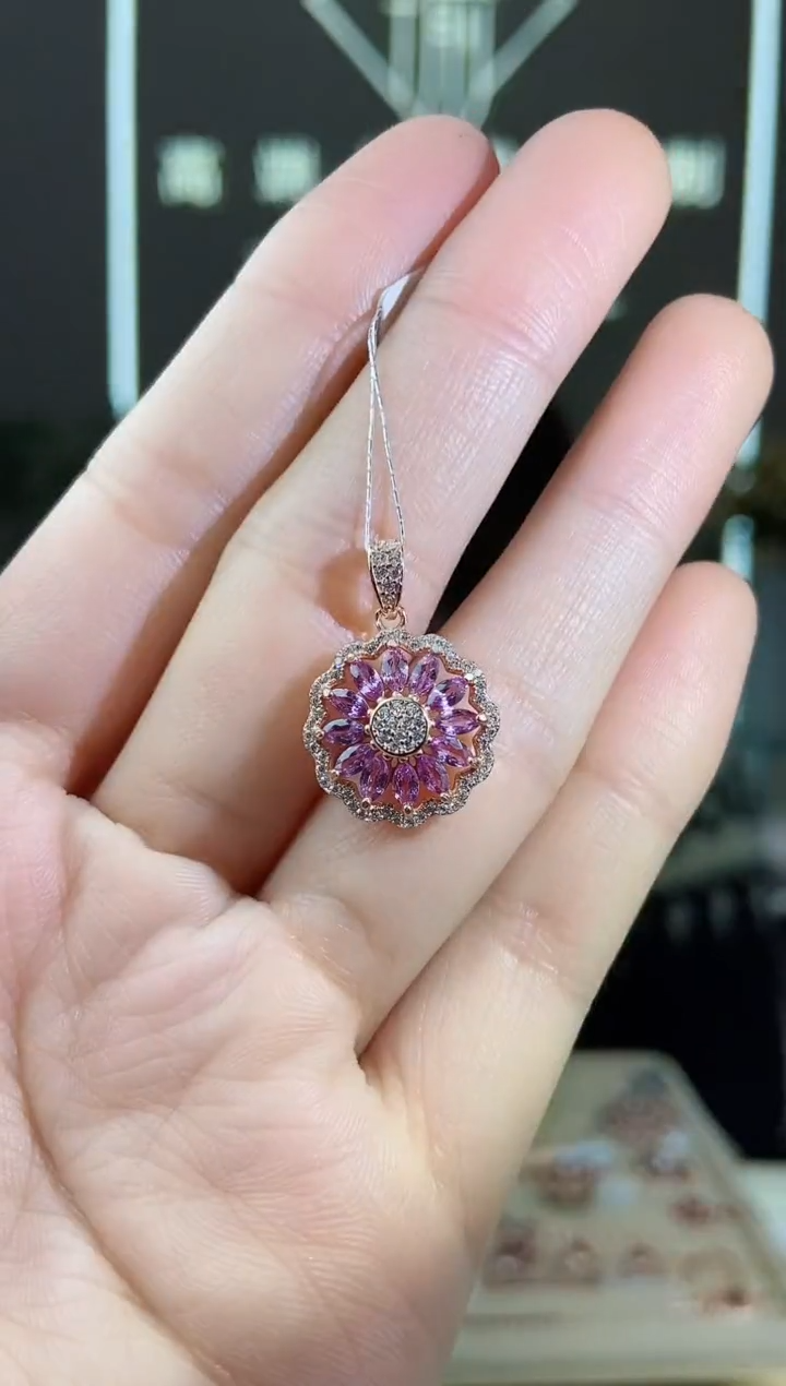 【闪购商品】蓝宝石颈饰银S925镶嵌颈饰