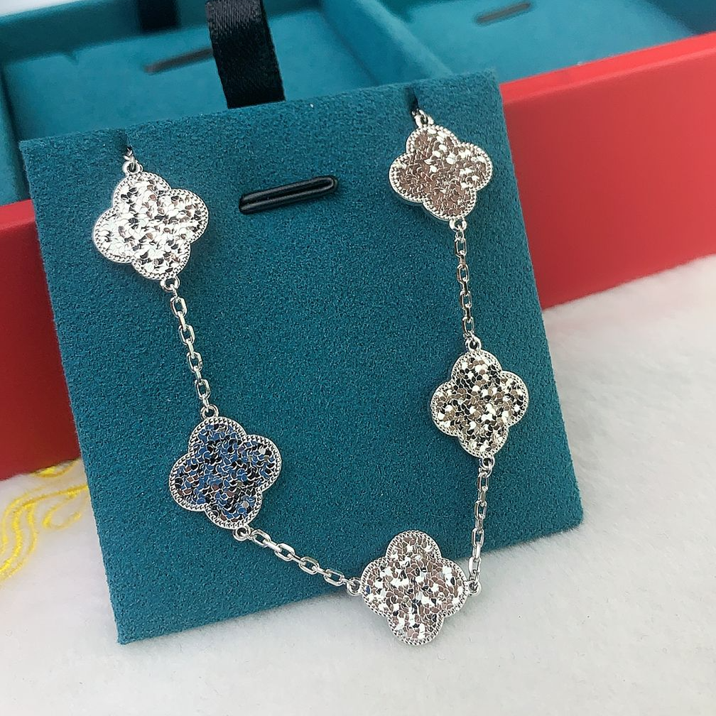 铂金素金碎冰冰五手链