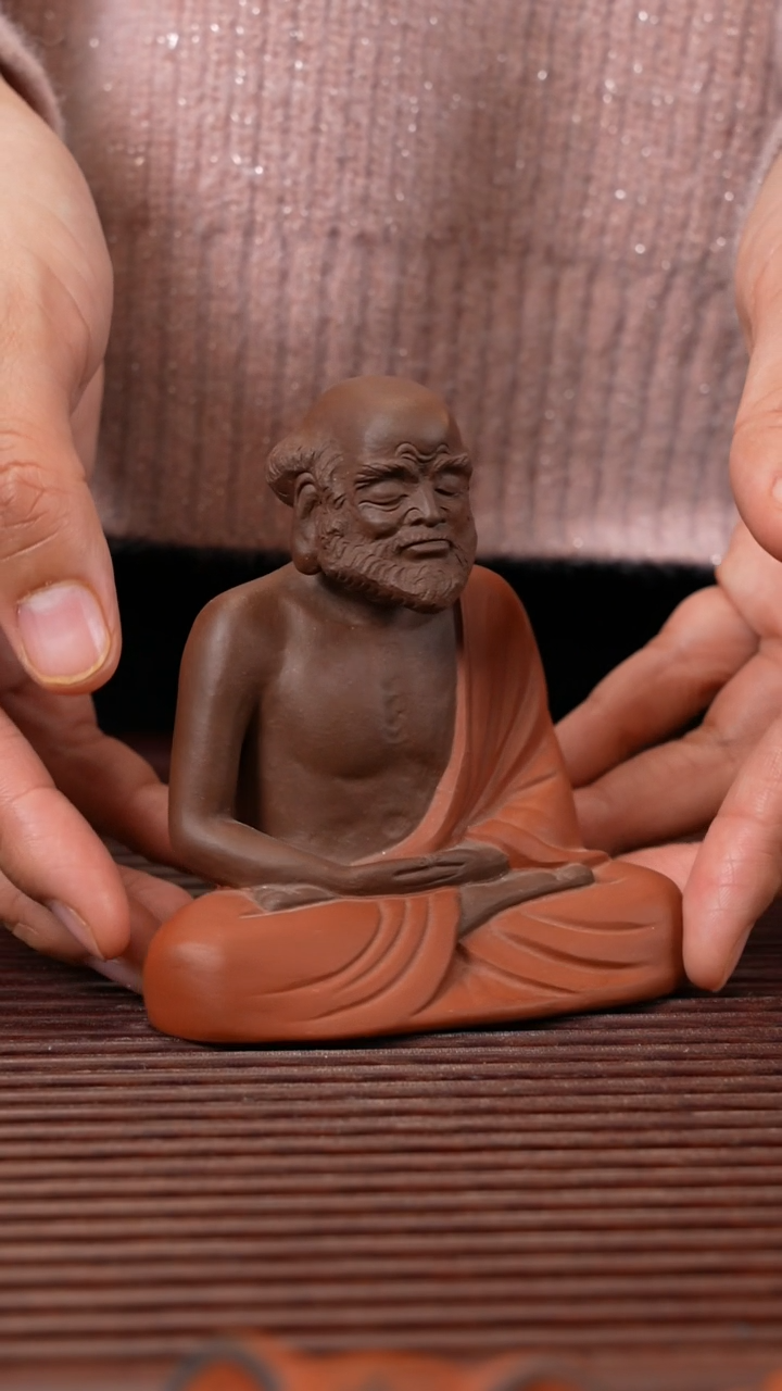 【闪购商品】紫砂茶宠打坐达摩