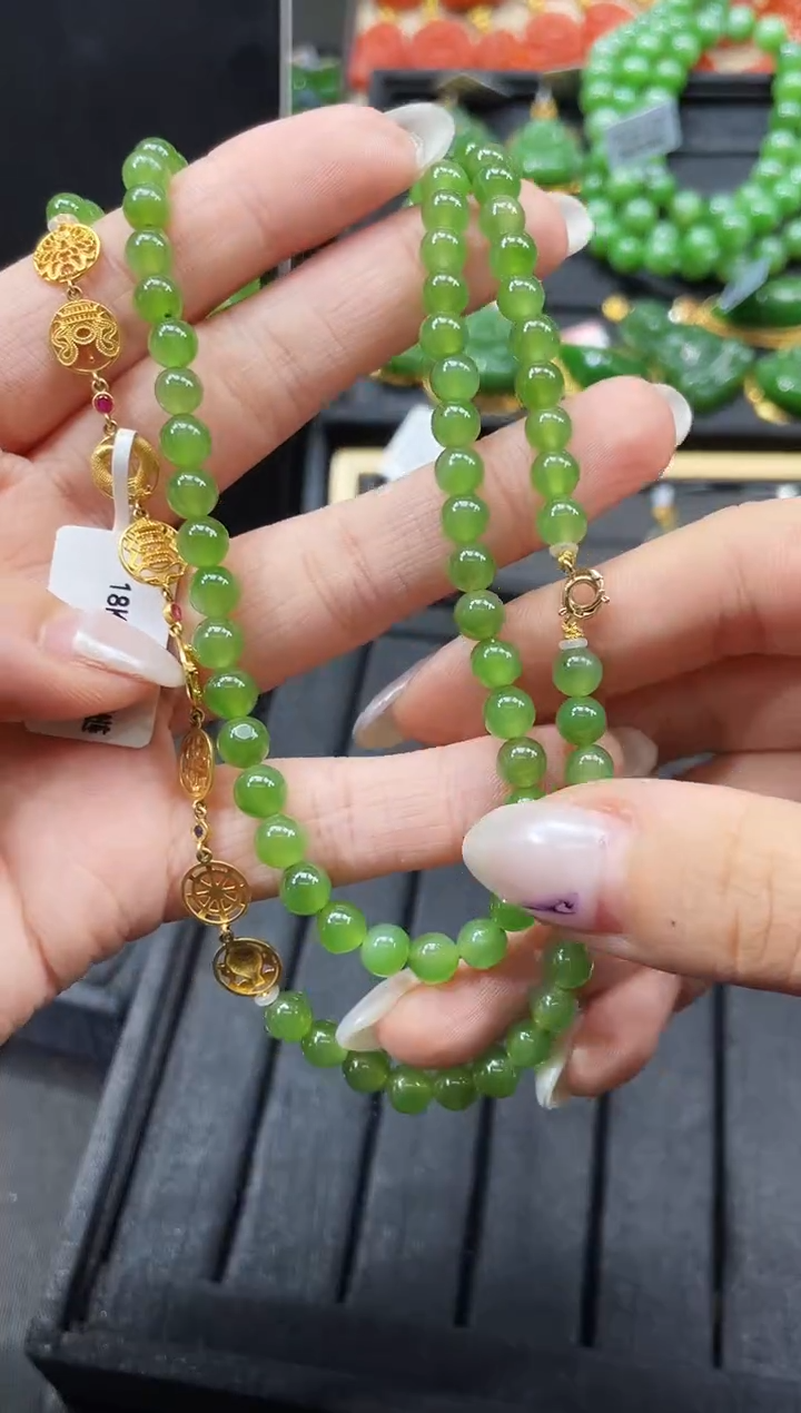 【闪购商品】和田玉18K金镶嵌项链多样性发一Z