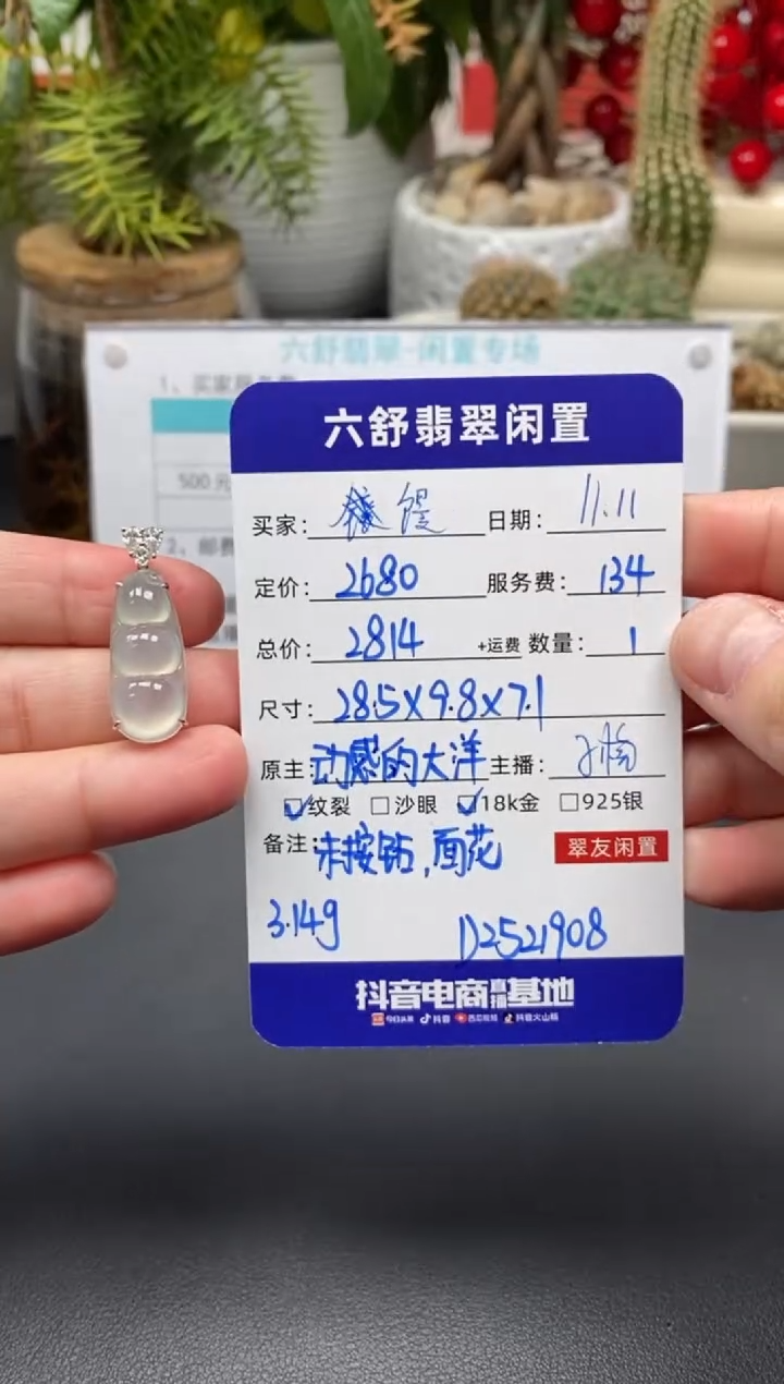 颈饰18K金镶嵌翡翠馒****肉D2521908