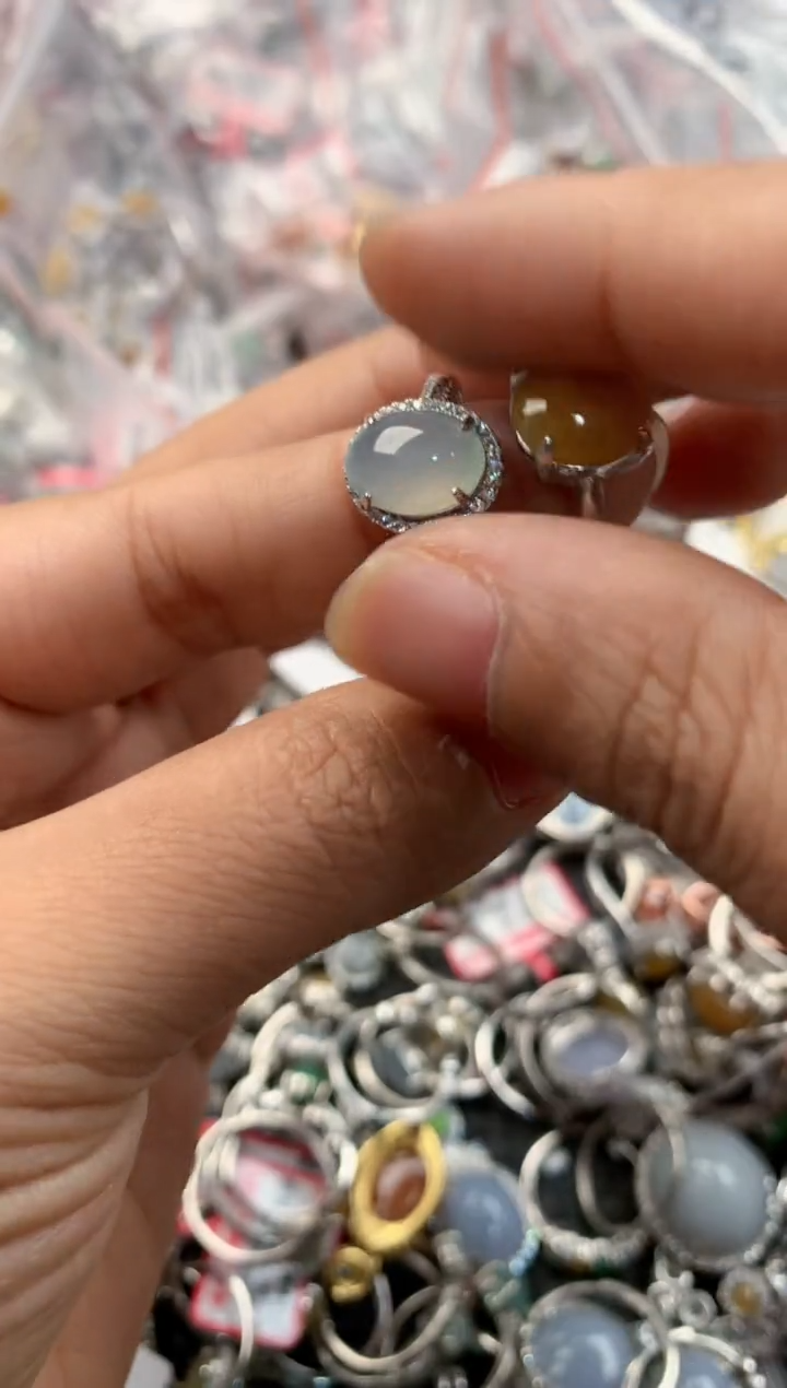 银S925镶嵌戒指翡翠3333----4
