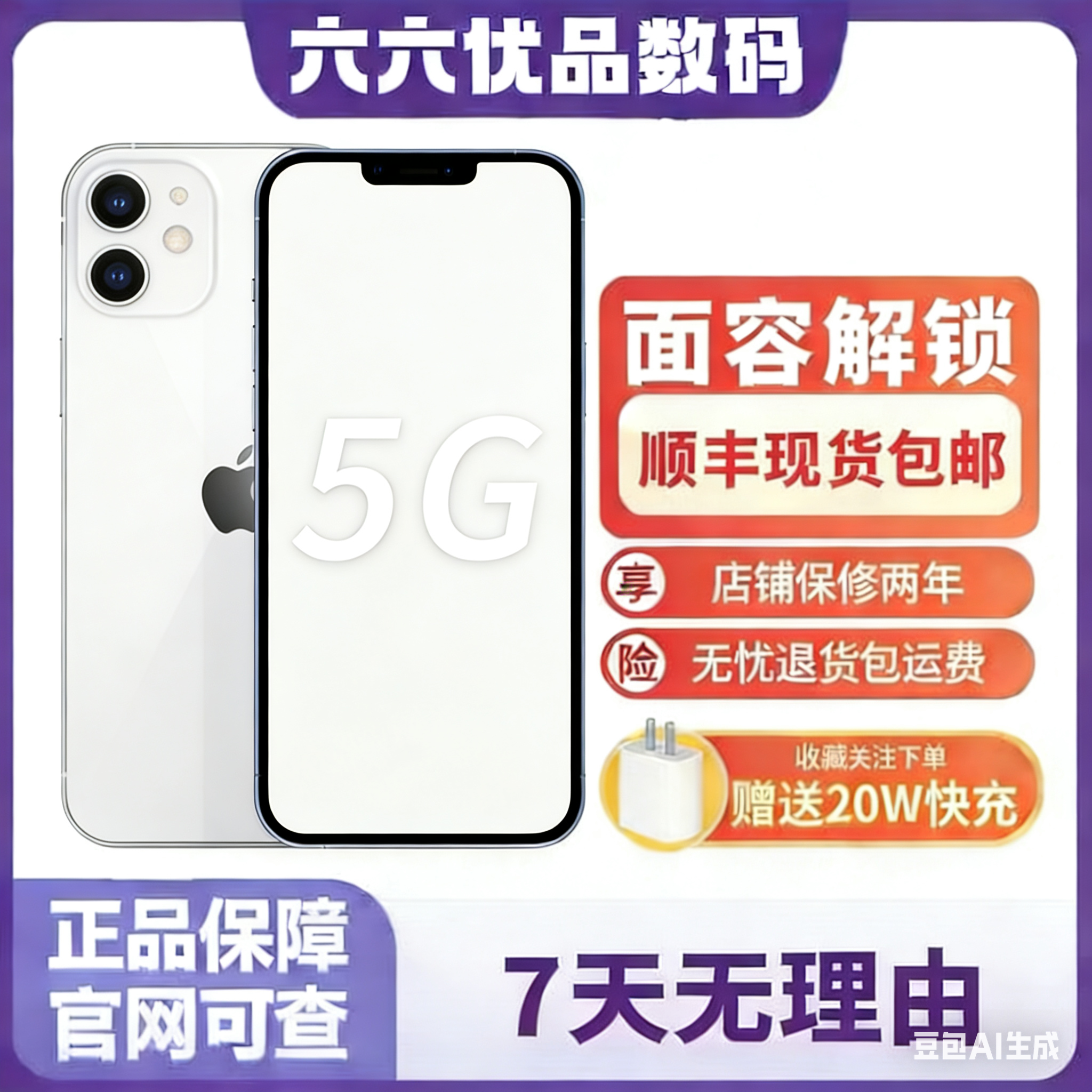 9新 Apple/苹果 iPhone12全网通5G双卡双待有面容屏幕6.1有磕碰