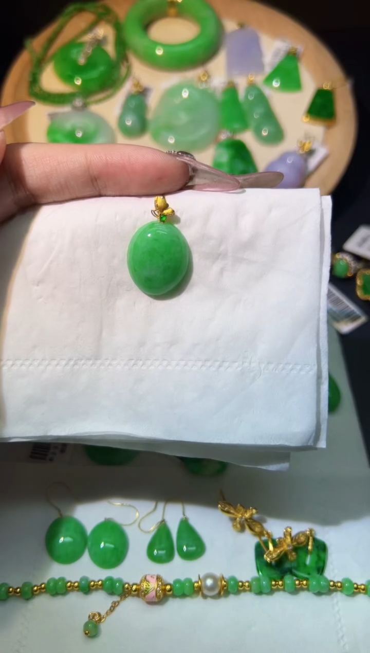 【闪购商品】翡翠颈饰18K金镶嵌Y缅料A货/支持复检/一件