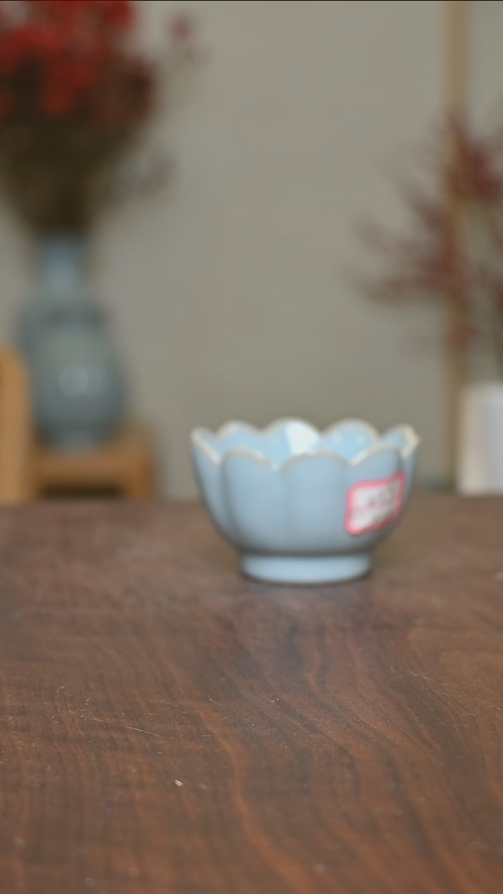 【闪购商品】其他22#微瑕天青釉朱家汝窑款小莲花杯