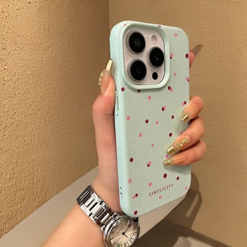 荔枝纹满屏波点适用苹果15手机壳iphone16promax简约13磨砂12软14