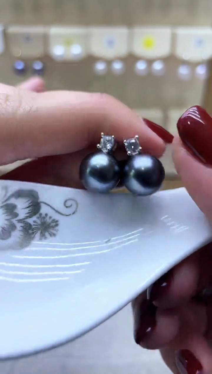 【闪购商品】海水珍珠耳钉银S925镶嵌1