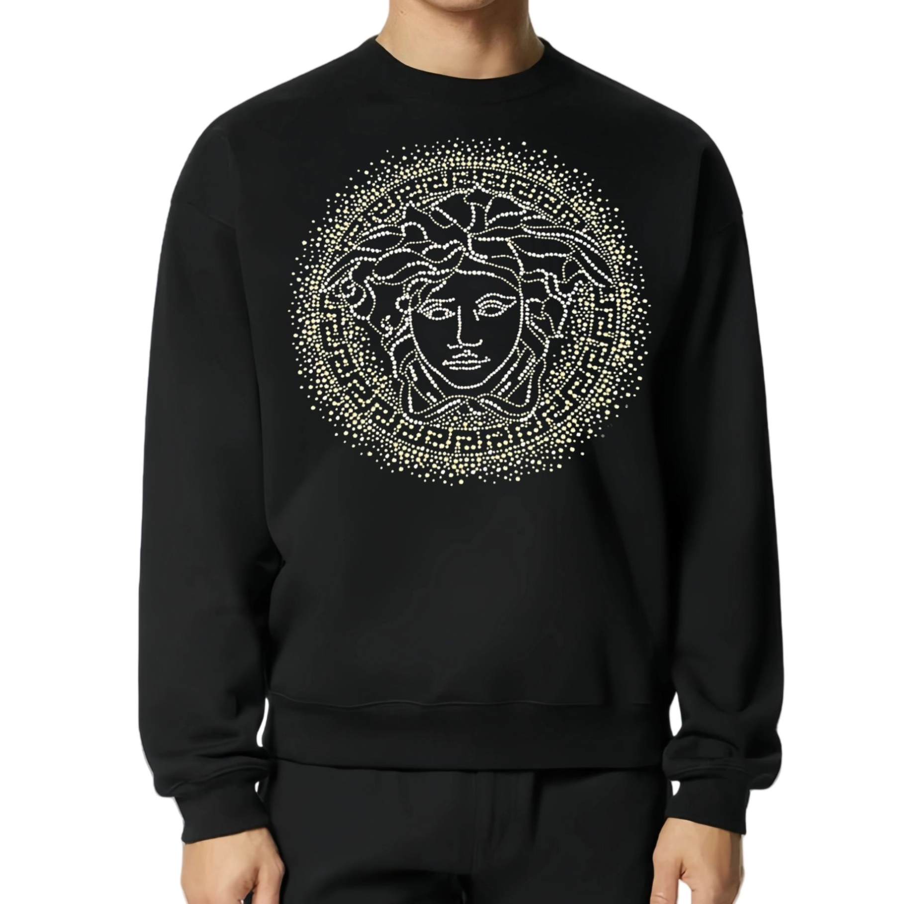 VEPBAOCE MDSWSQ正品上衣镶钻美杜莎男修身长袖套头卫衣06188101