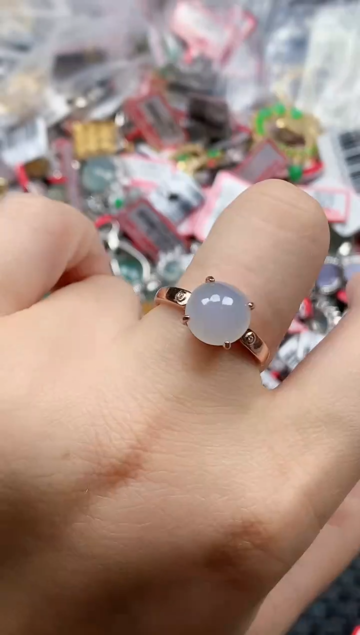 银S925镶嵌戒指翡翠天然A货缅甸翡翠