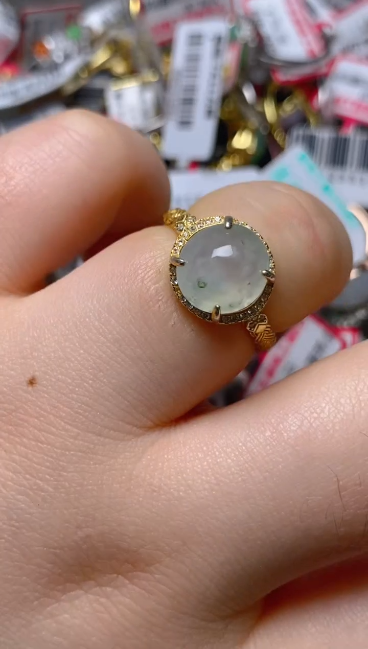 银S925镶嵌戒指翡翠百内无证书