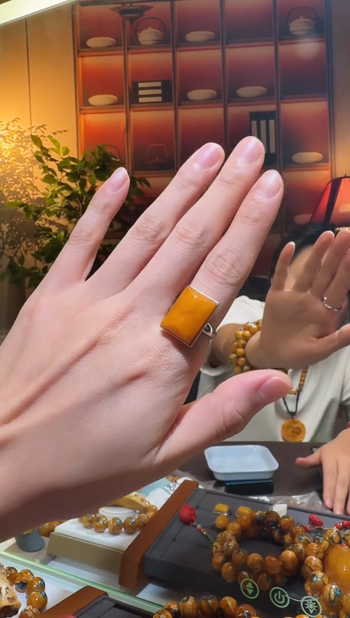 蜜蜡颈饰银S925镶嵌7514天然蜜蜡珠宝奇石