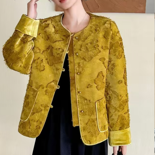 【锦衣服饰】MXY 8123新中式提花圆领短款外套