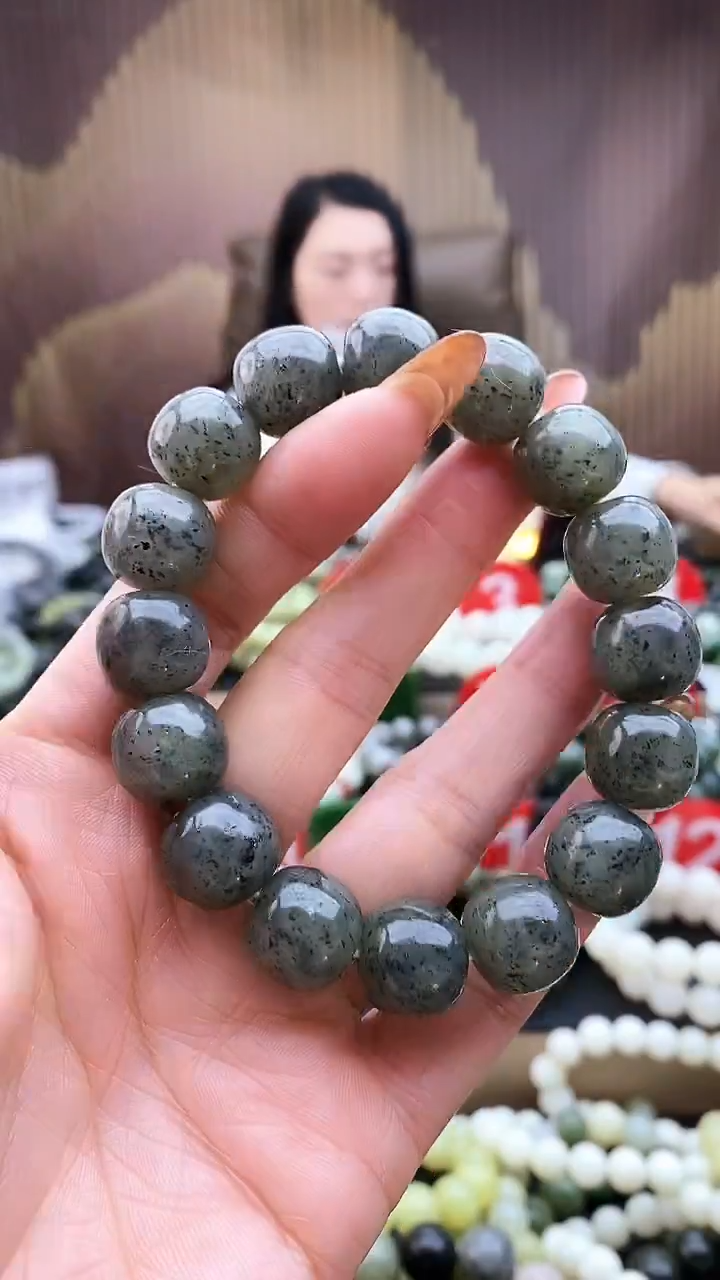 未镶嵌手串和田玉老型点墨青花14