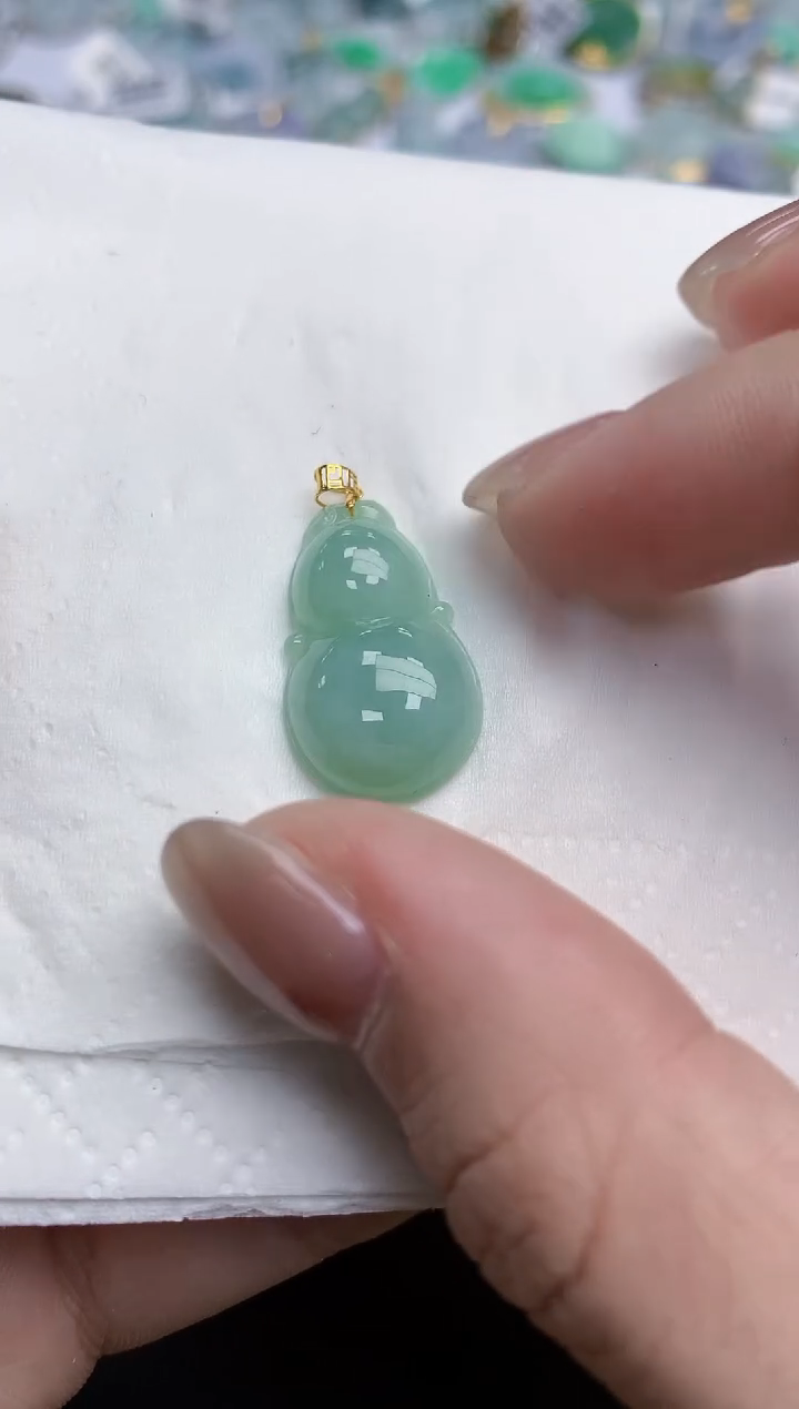 【闪购商品】翡翠颈饰18K金镶嵌天然缅甸翡翠A货