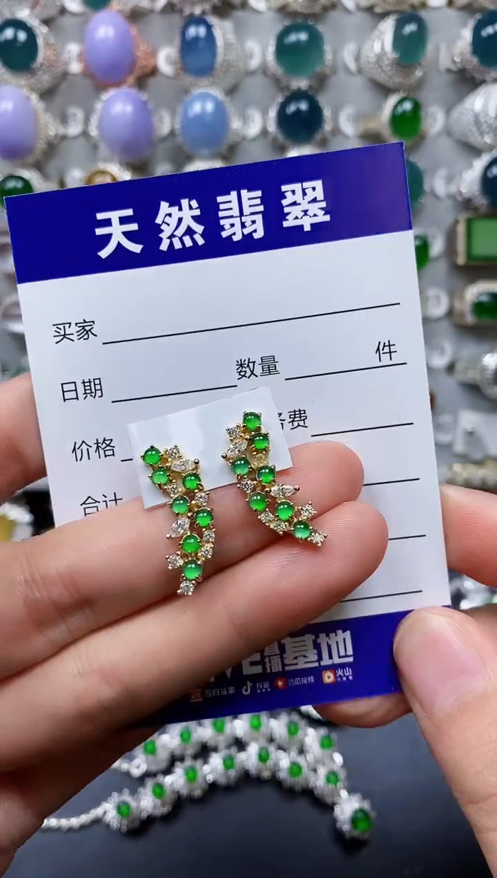 【闪购商品】翡翠耳饰银S925镶嵌0346