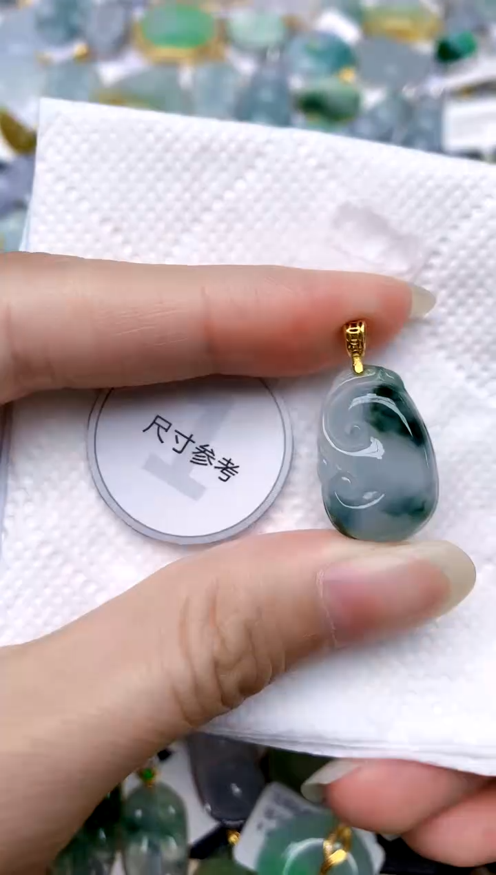 颈饰银S925镶嵌翡翠天然A货翡翠