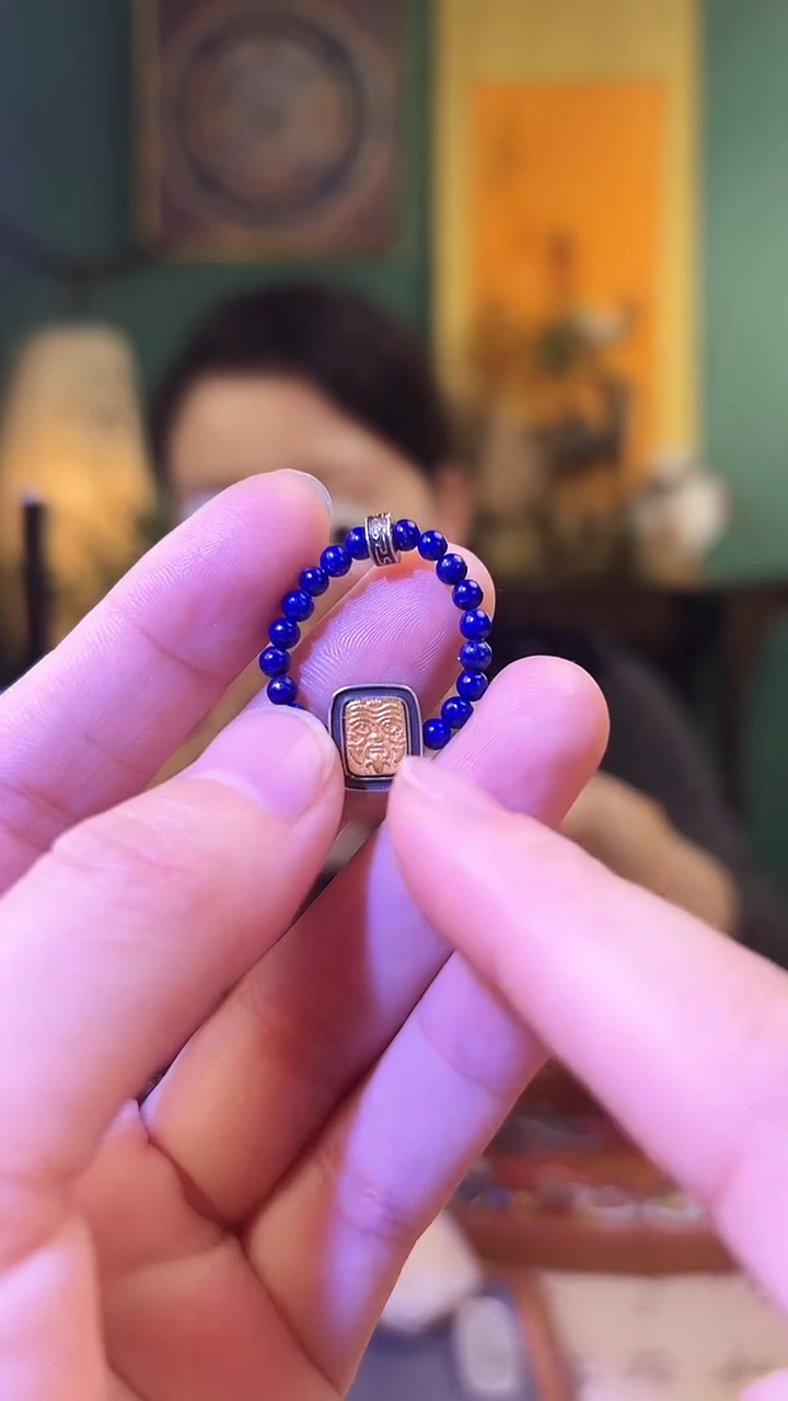 【闪购商品】青金石戒指银S925镶嵌青金石扎基拉姆戒指