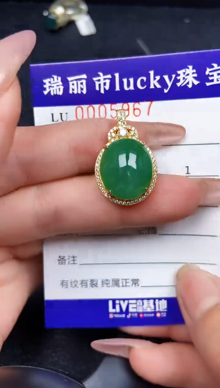 翡翠银S925镶嵌颈饰5967