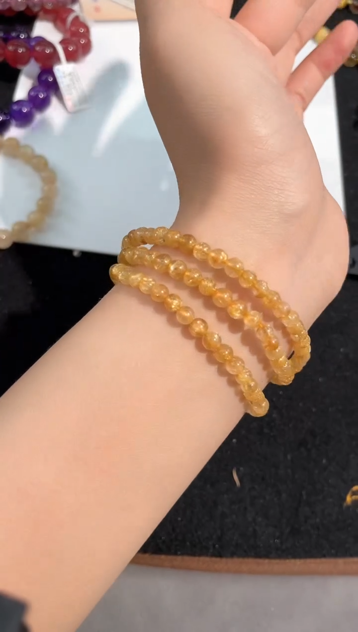 【闪购商品】发晶手链未镶嵌19号金发三圈4.5mm