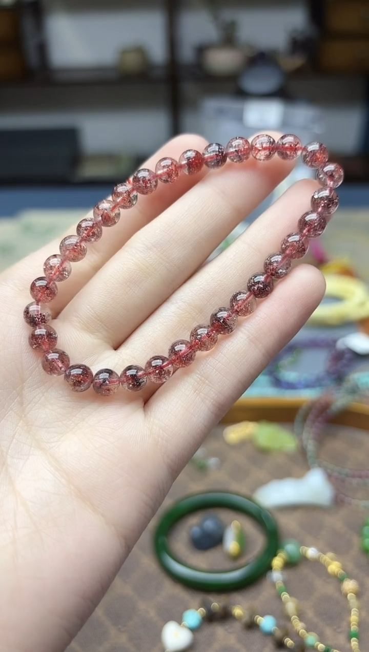 未镶嵌车挂水晶金草莓水晶手串XC