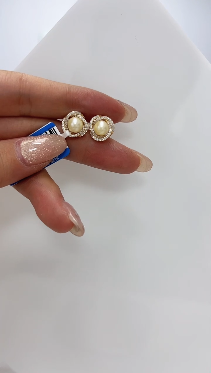 【闪购商品】海水珍珠DA银S925镶嵌c1471 羽皇金耳钉5