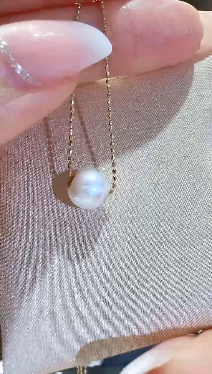 【闪购商品】淡水珍珠单吊坠18K金镶嵌珍珠单吊坠不含链
