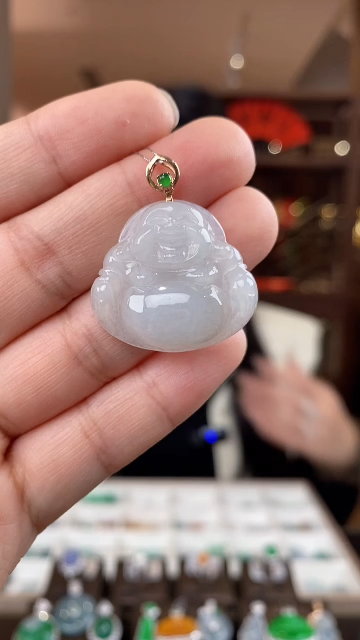 【闪购商品】翡翠吊坠(不含链)18K金镶嵌翡翠佛公