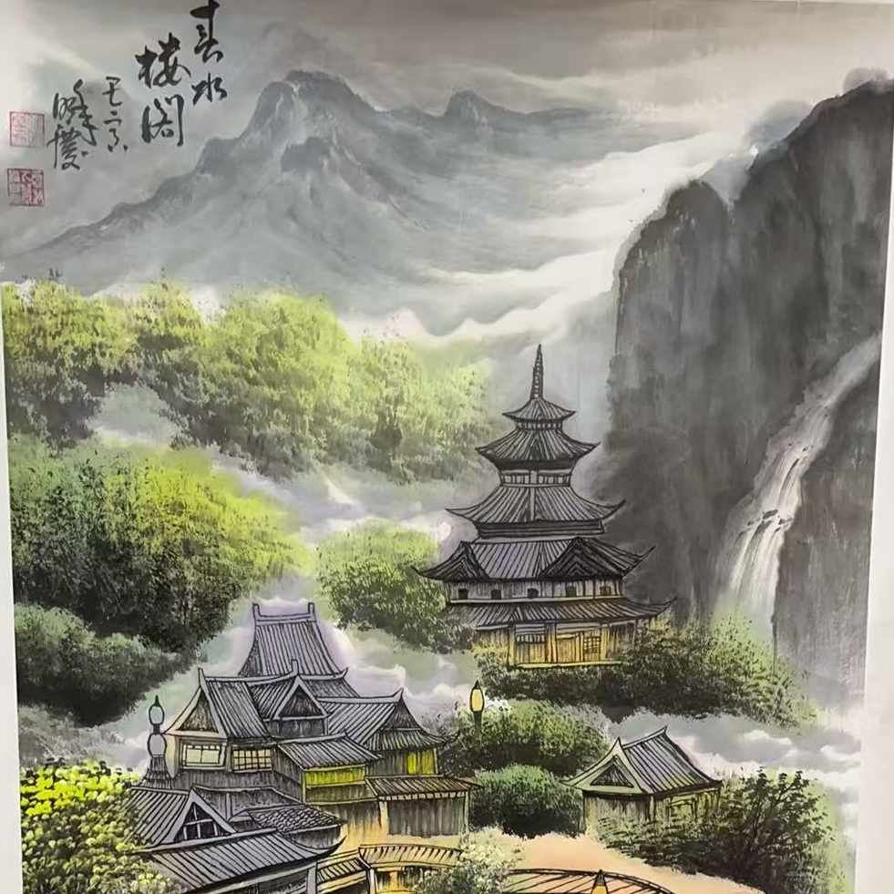 国画-四尺整张-春水楼阁