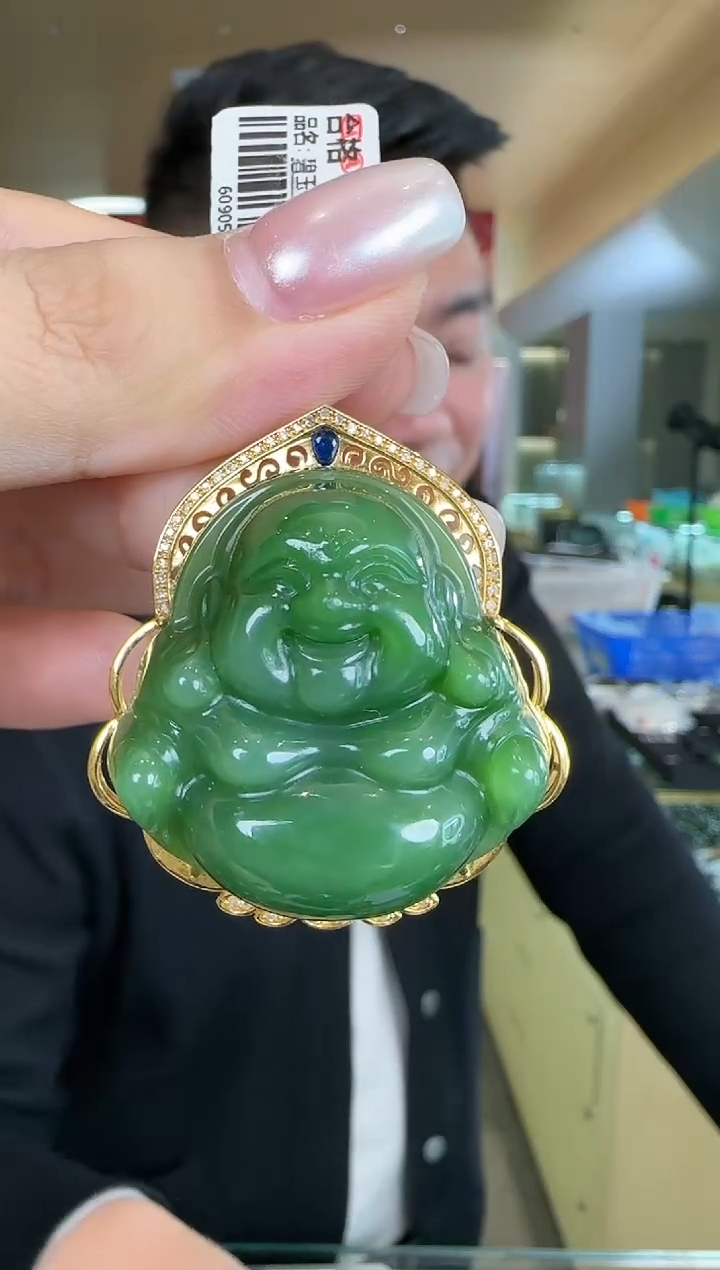 【闪购商品】和田玉吊坠18K金镶嵌0124-019