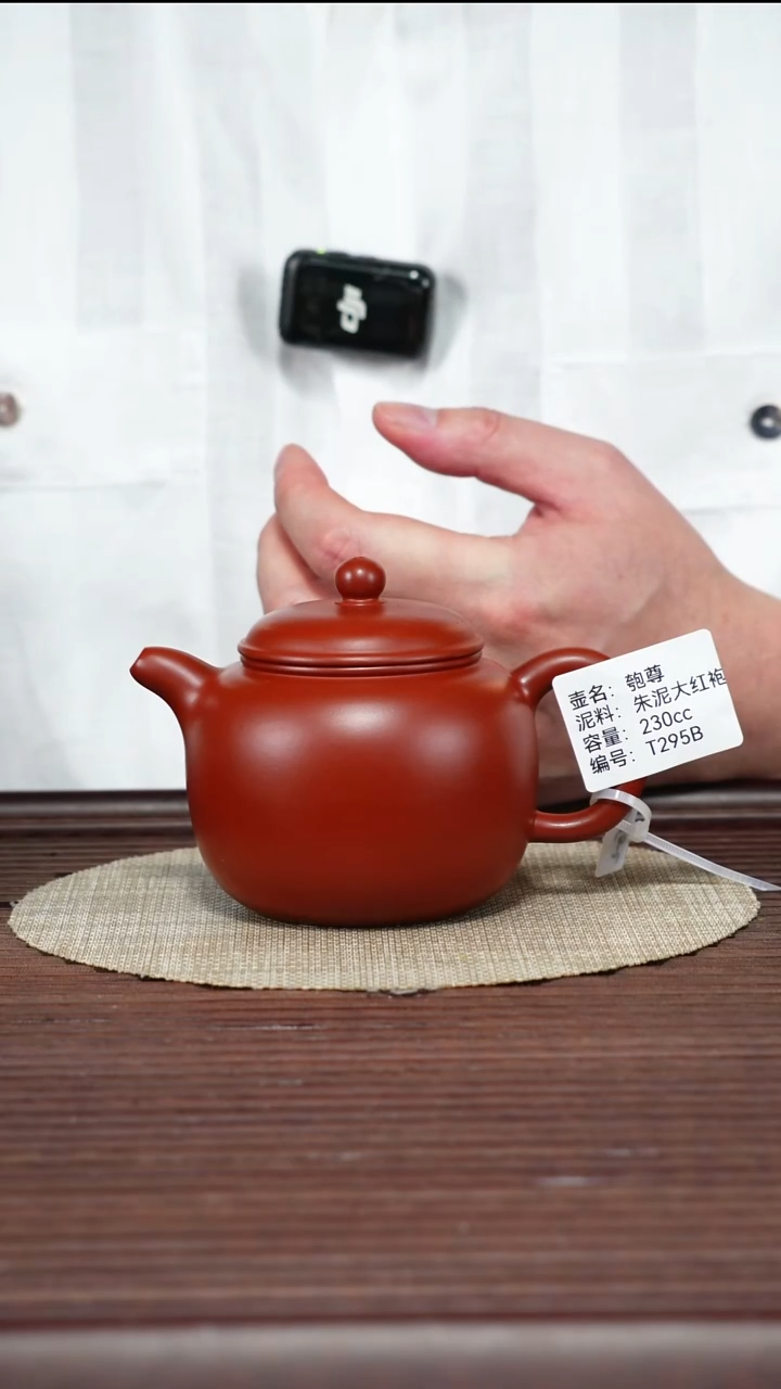 茶壶紫砂T295B 朱泥大红袍 匏尊 230cc