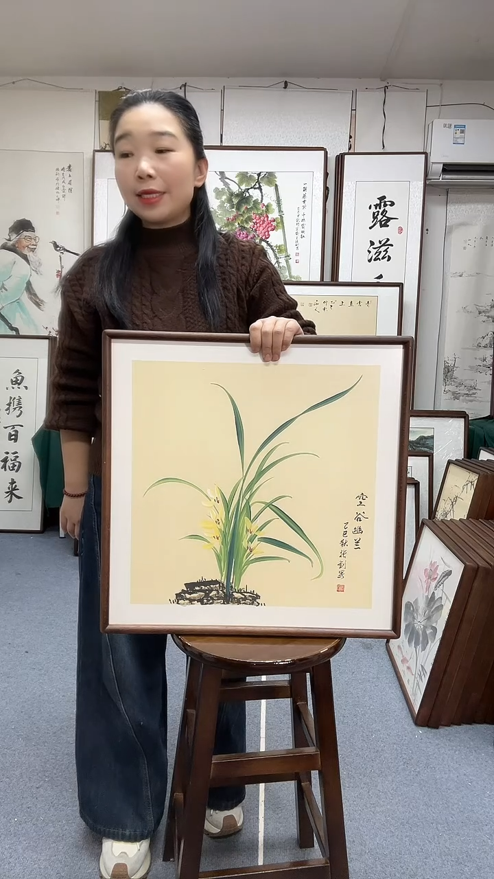 国画尺寸52*52木画框京东包邮手绘