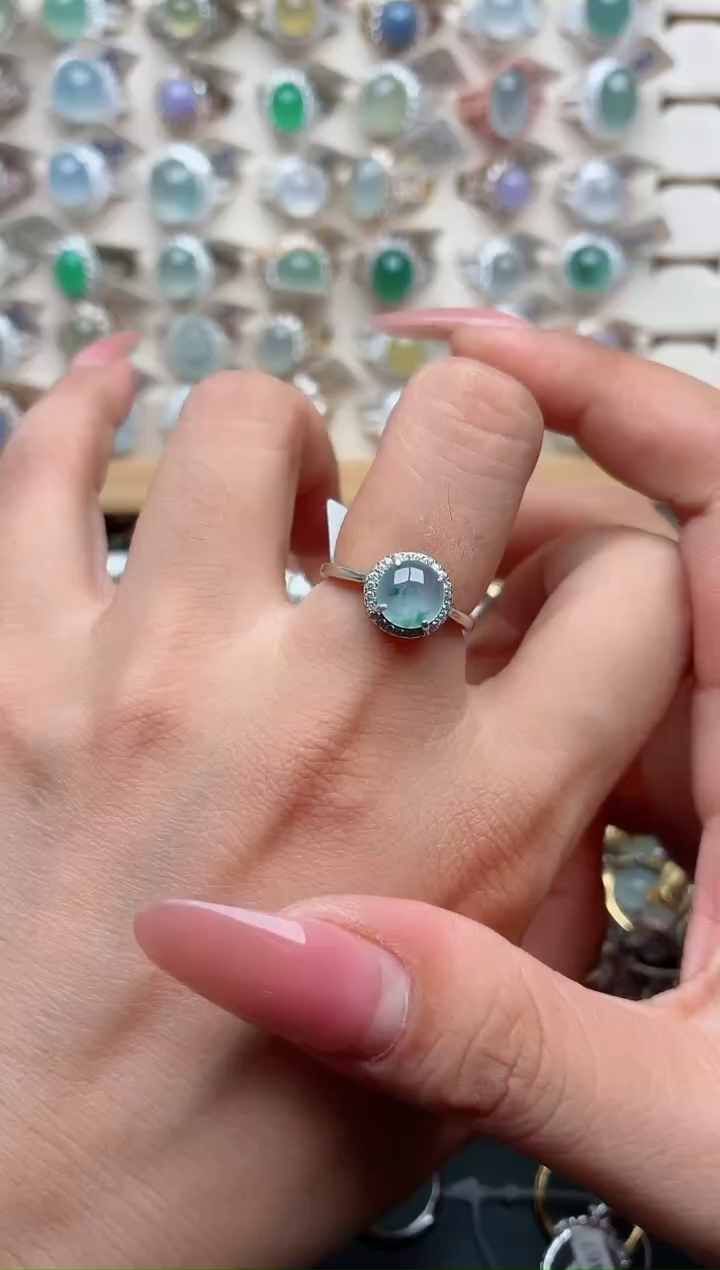 银S925镶嵌戒指翡翠.