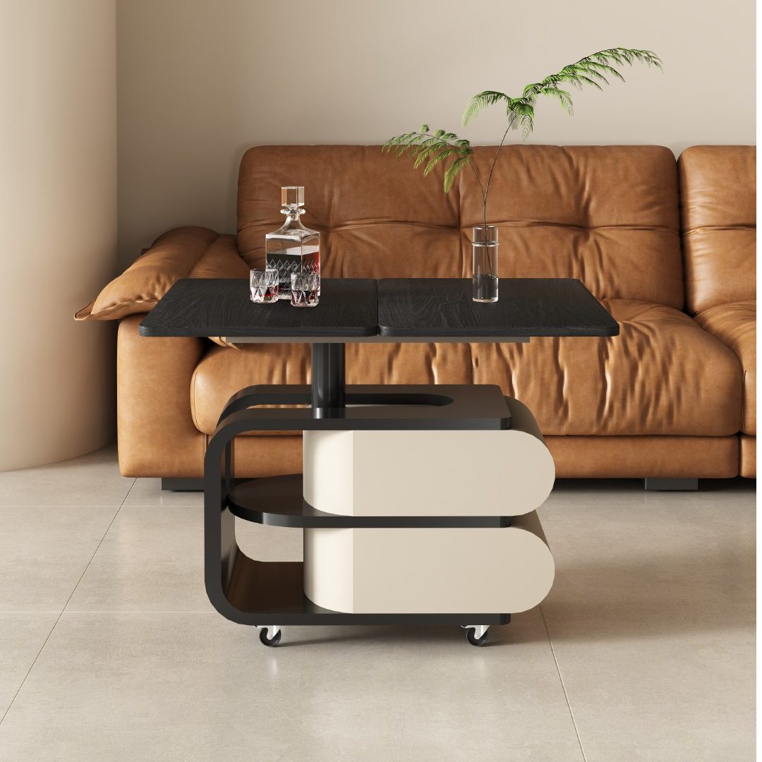 亦克轻奢极简可折叠升降茶几带轮子小推车边几角几组合功能茶几