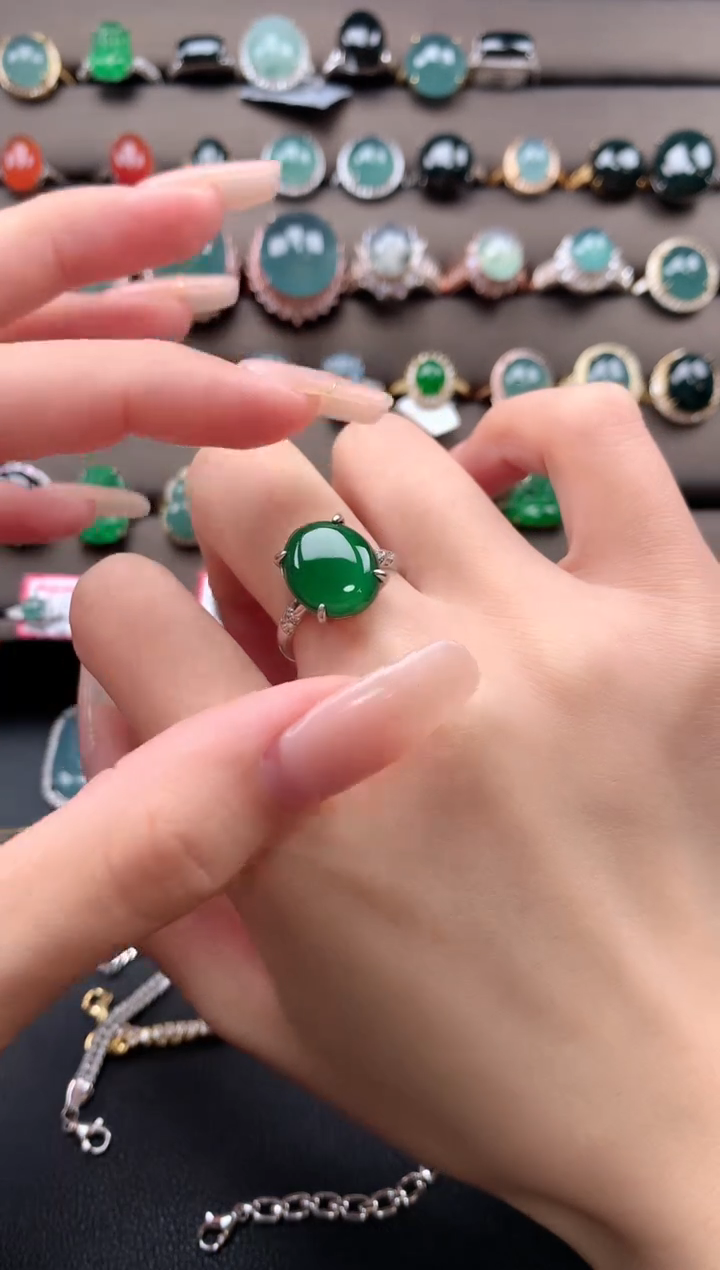 【闪购商品】翡翠戒指银S925镶嵌32131231