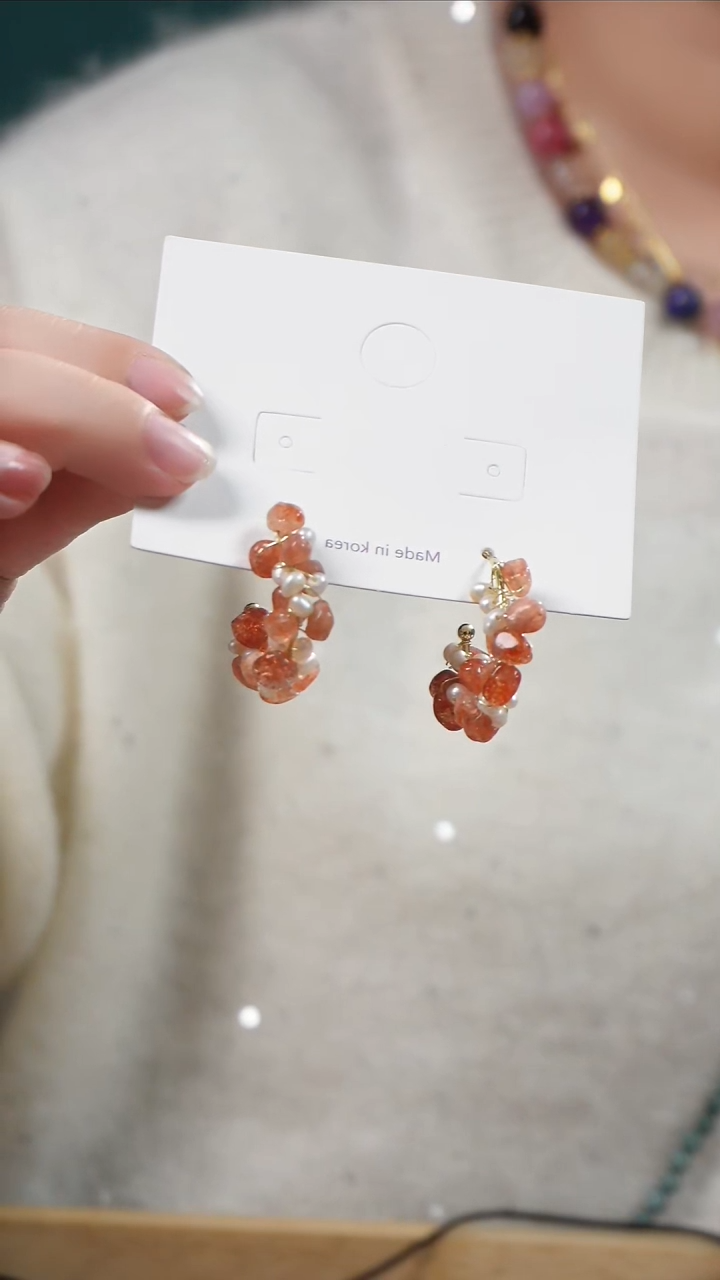 银S925镶嵌耳环日光石金太阳耳环