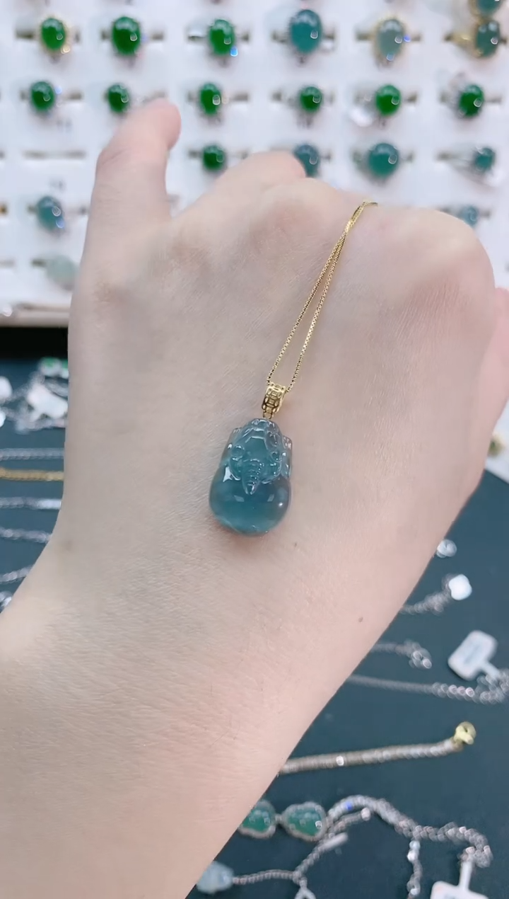 【闪购商品】翡翠颈饰18K金镶嵌天然翡翠