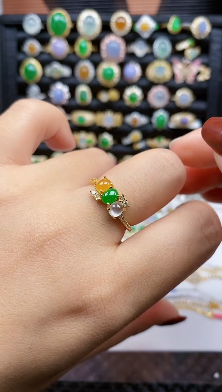 银S925镶嵌戒指翡翠268